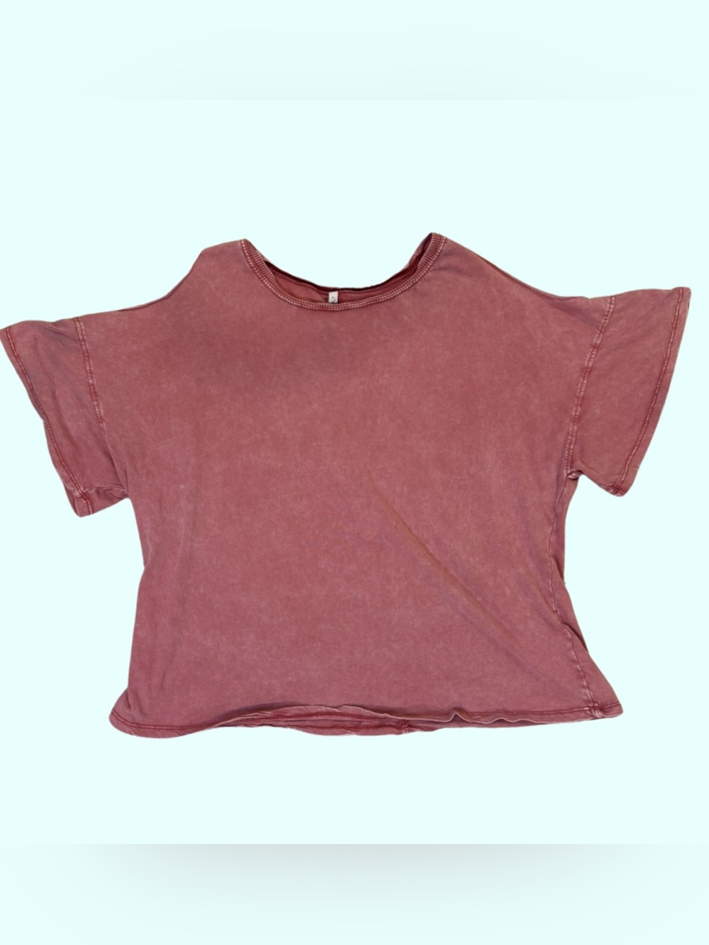 Z Supply Washed Mauve Boxy Short Sleeve Tee with Shoulder Cut Outs